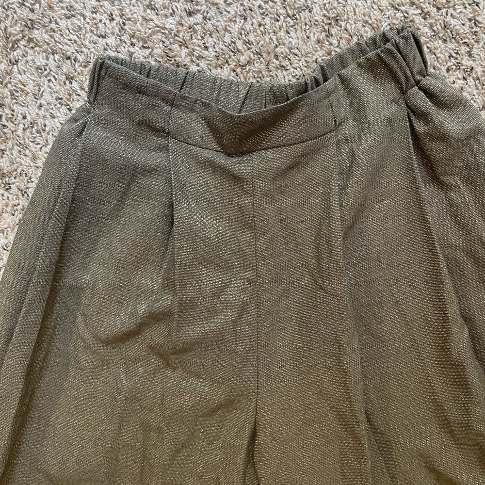 Zara green shimmer  Culottes Crop Wide Leg Skirt Pants